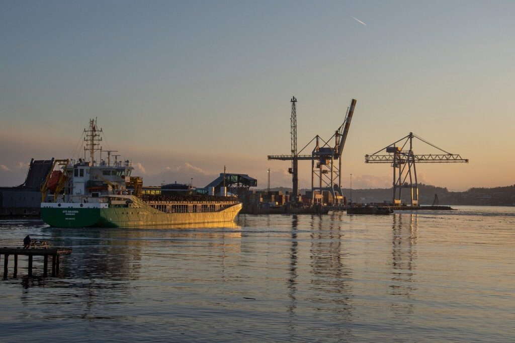 harbor, ship, industry, nature, sea, boats, water, outdoors, sunset