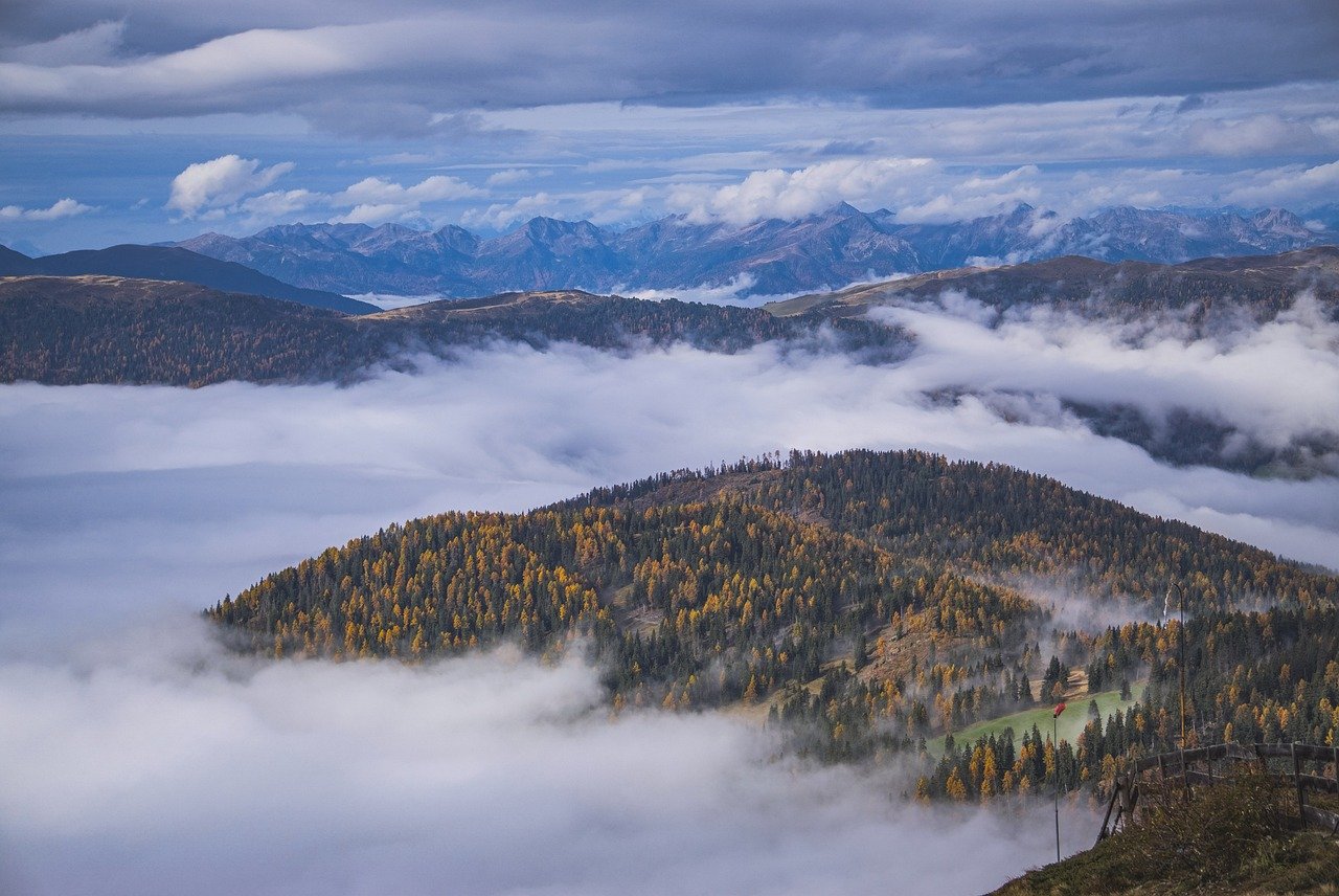 berge, nature, landschaft, mountain, tirol, landscape, alpen, dolomites, wald, nebel, clouds, sky, herbst