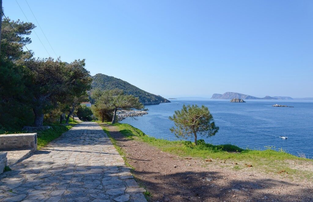 path, coast, nature wallpaper, sea, landscape, 4k wallpaper, laptop wallpaper, hd wallpaper, free wallpaper, nature background, full hd wallpaper, nature, greece, mac wallpaper, beautiful nature, rocky, sky, cool backgrounds, 4k wallpaper 1920x1080, buildings, wallpaper hd, inhabited, wallpaper 4k, desktop backgrounds, sky background, windows wallpaper, wallpaper, boat, beautiful wallpaper, free background, island