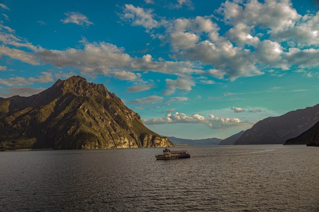italy, nature, landscape, lake, sky, clouds, travel, mountains
