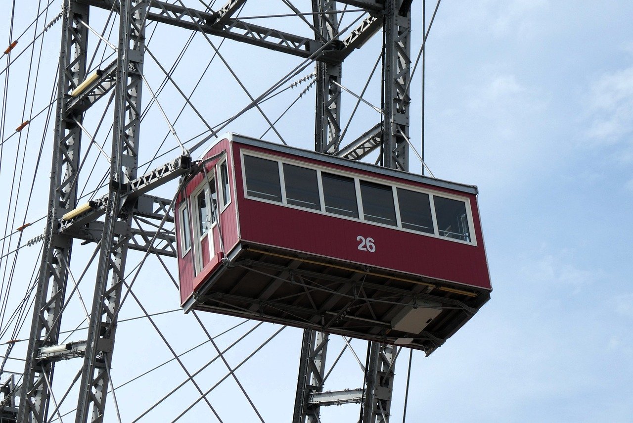 ferris wheel, tourism, vienna, austria, view, giant wheel, sights, attraction, summer, transport, cabin