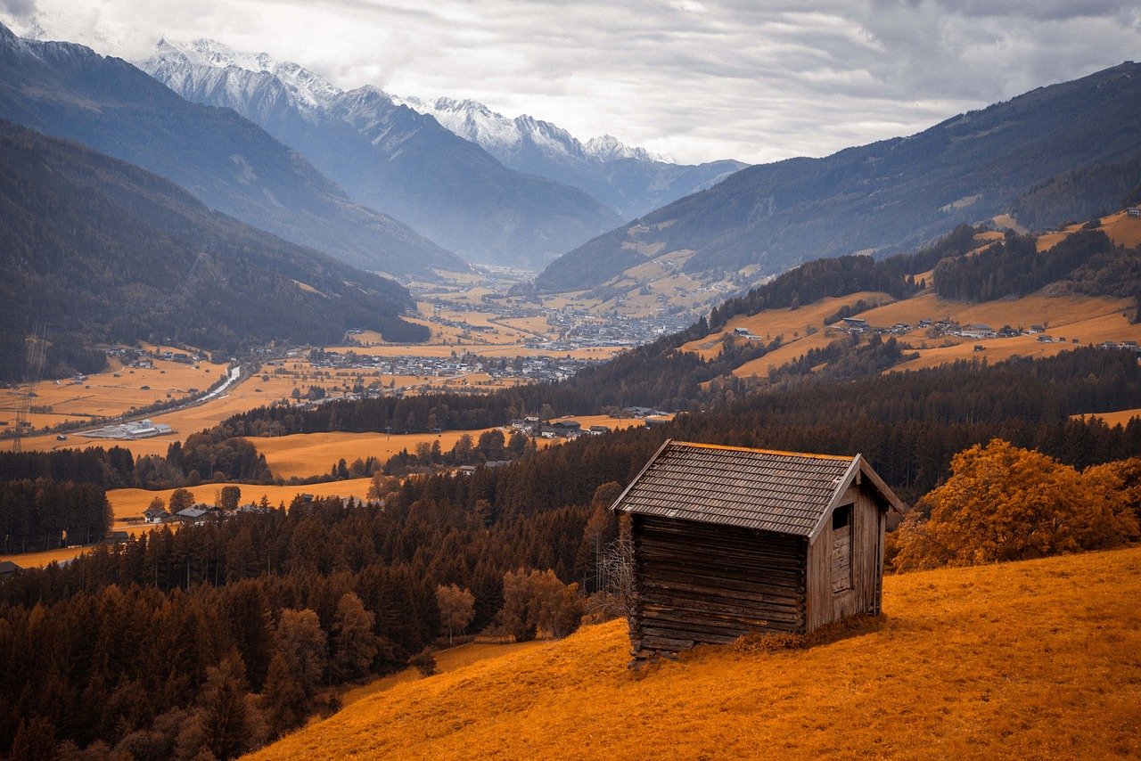 the autumn, austria, nature, autumn, colored, mountain, the snow