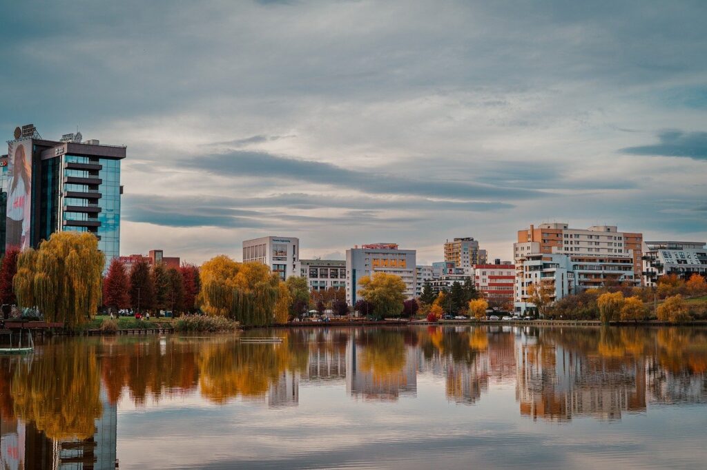 city, urban, building, architecture, reflection, nature, water, lake