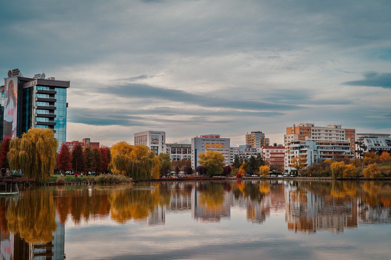 city, urban, building, architecture, reflection, nature, water, lake