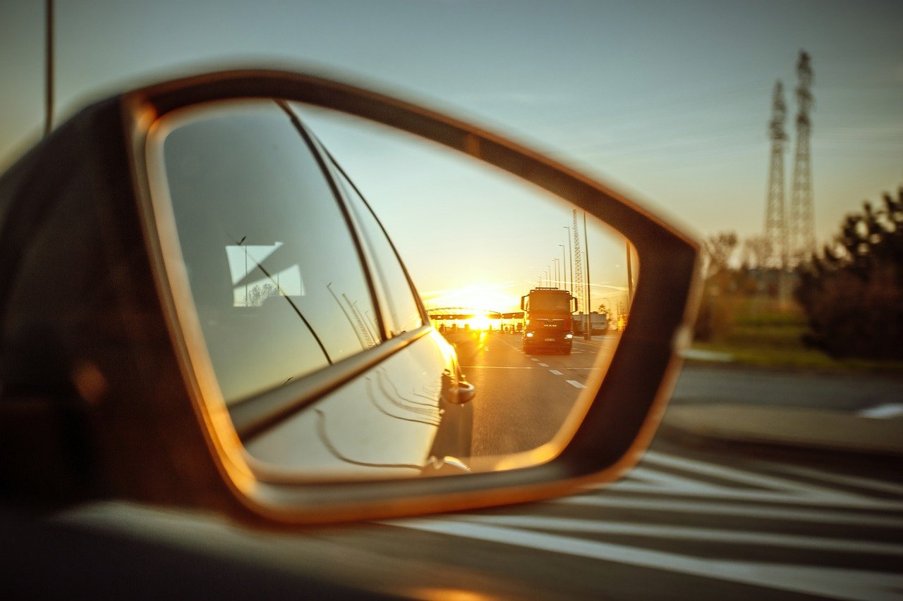 car, travel, transport, the vehicle, the sun, mirror, nature, sun, sky, twilight, poland, west, route, way, the rays, auto, view, highway, tourism, expedition, horizontal, car wallpapers, traffic, on the way, reflection